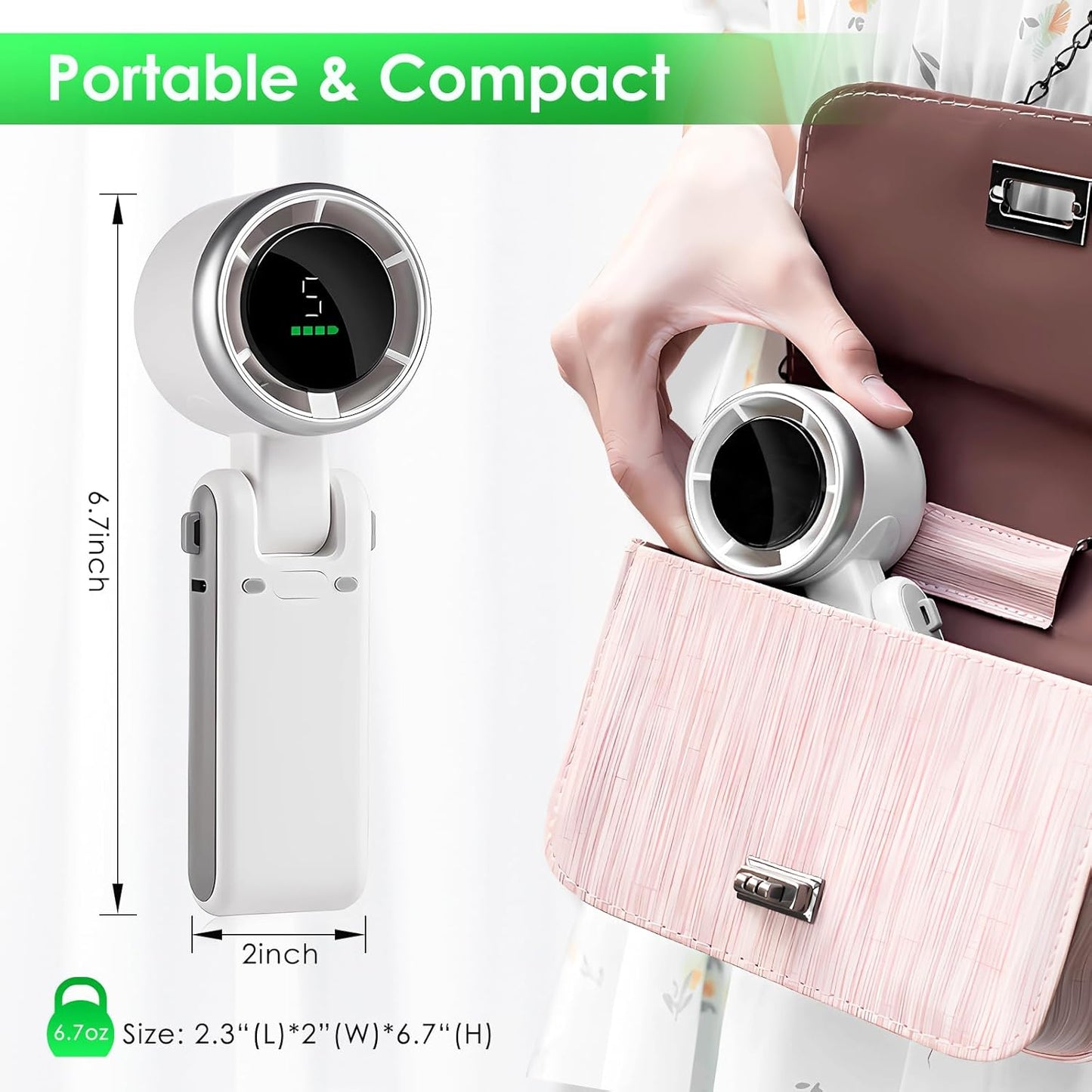 TurboCool 3-in-1 Foldable Mini Fan with LED Battery Display