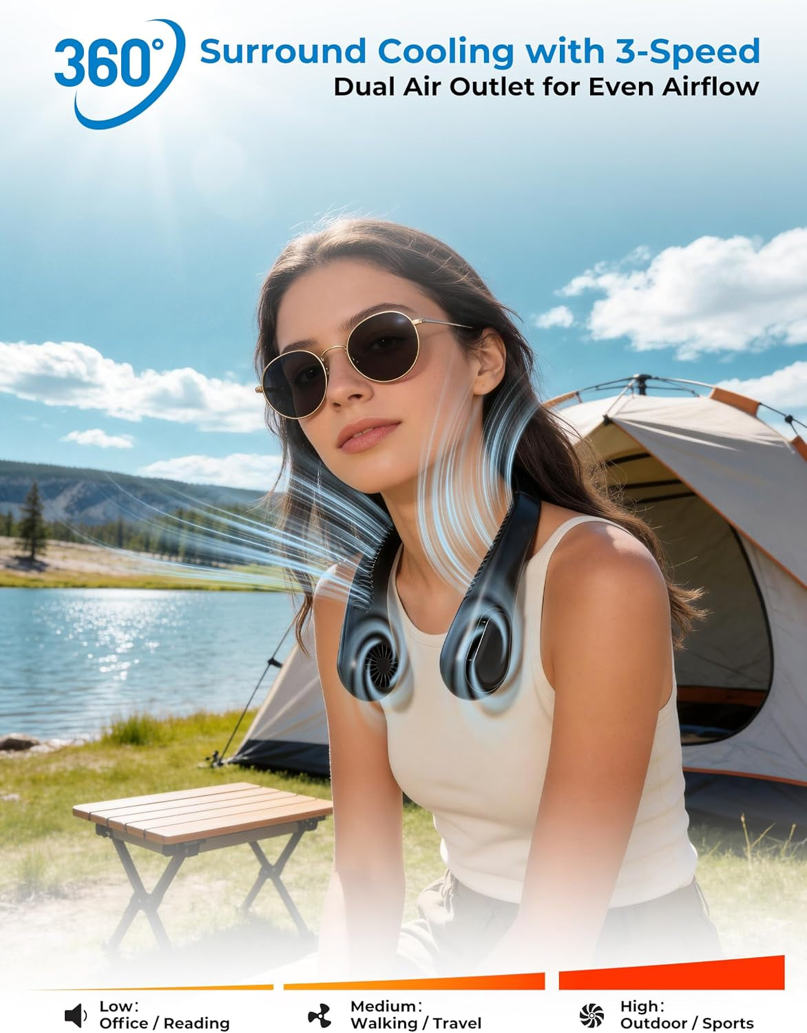Solouma Bladeless Neck Fan for Personal 360 Cooling