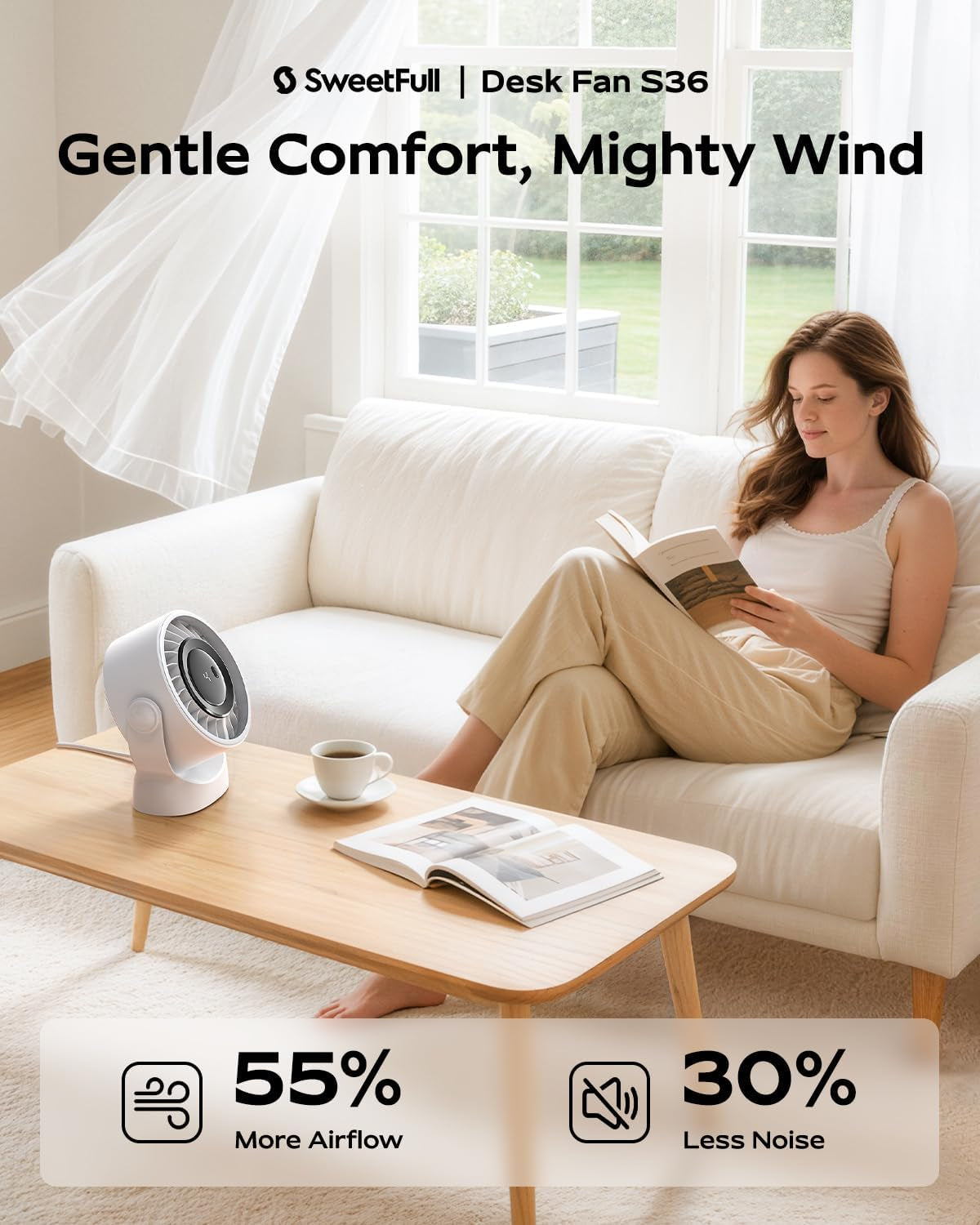 TurboCool Desk Fan with LED Battery Display