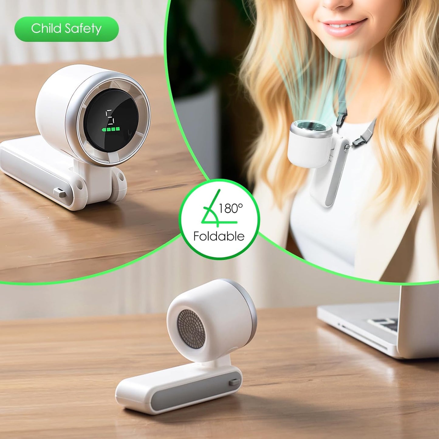 TurboCool 3-in-1 Foldable Mini Fan with LED Battery Display