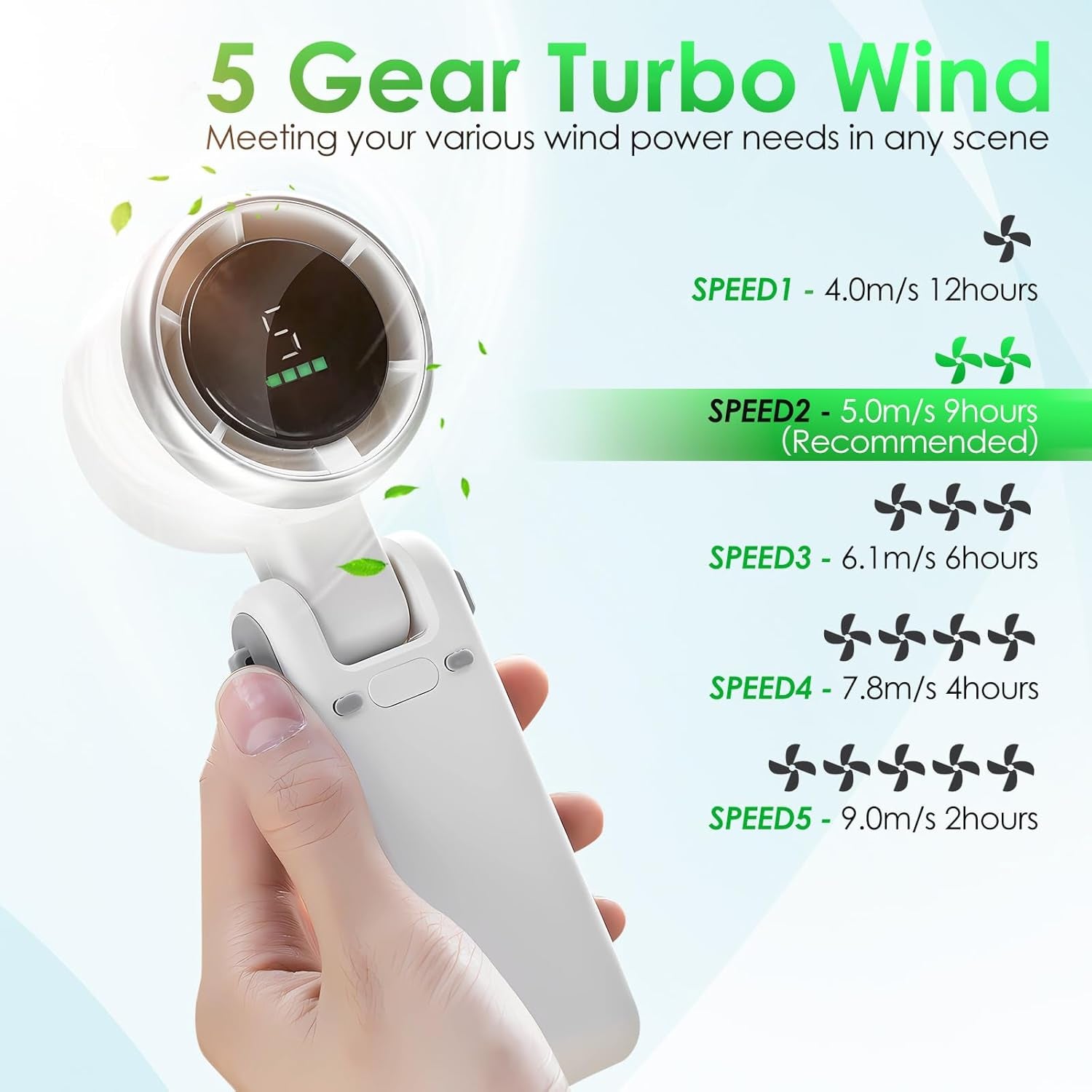 TurboCool 3-in-1 Foldable Mini Fan with LED Battery Display