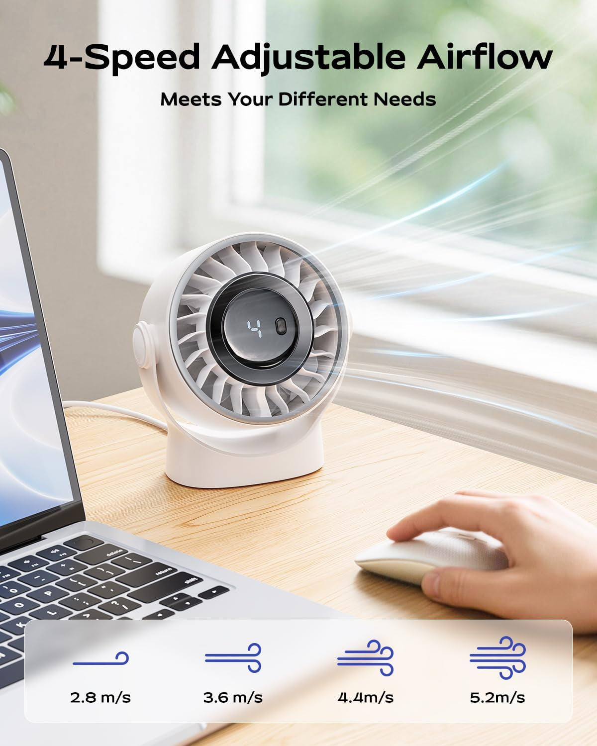 TurboCool Desk Fan with LED Battery Display