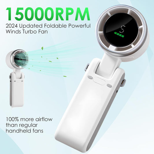 TurboCool 3-in-1 Foldable Mini Fan with LED Battery Display