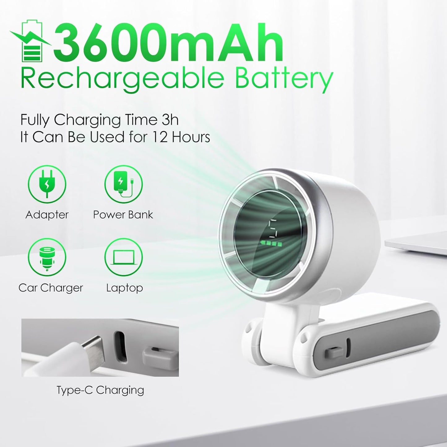 TurboCool 3-in-1 Foldable Mini Fan with LED Battery Display