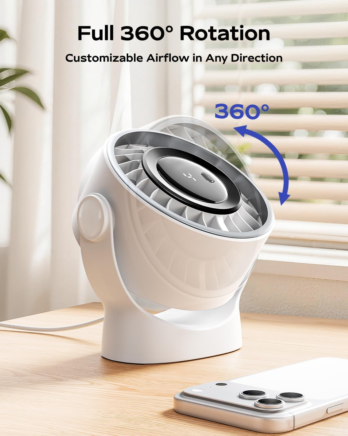 TurboCool Desk Fan with LED Battery Display